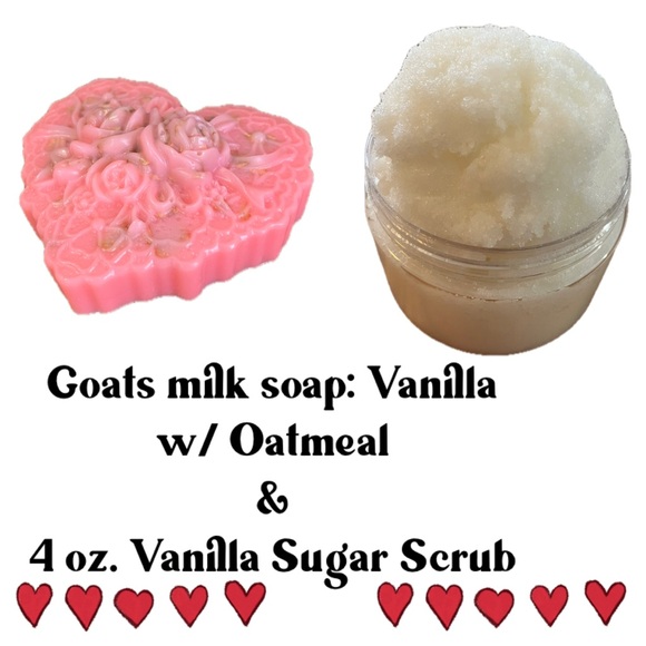 Valentines Gift Box, Hand Crafted Vanilla Goats Milk Soap & 4oz. Sugar Scrub - Picture 3 of 5
